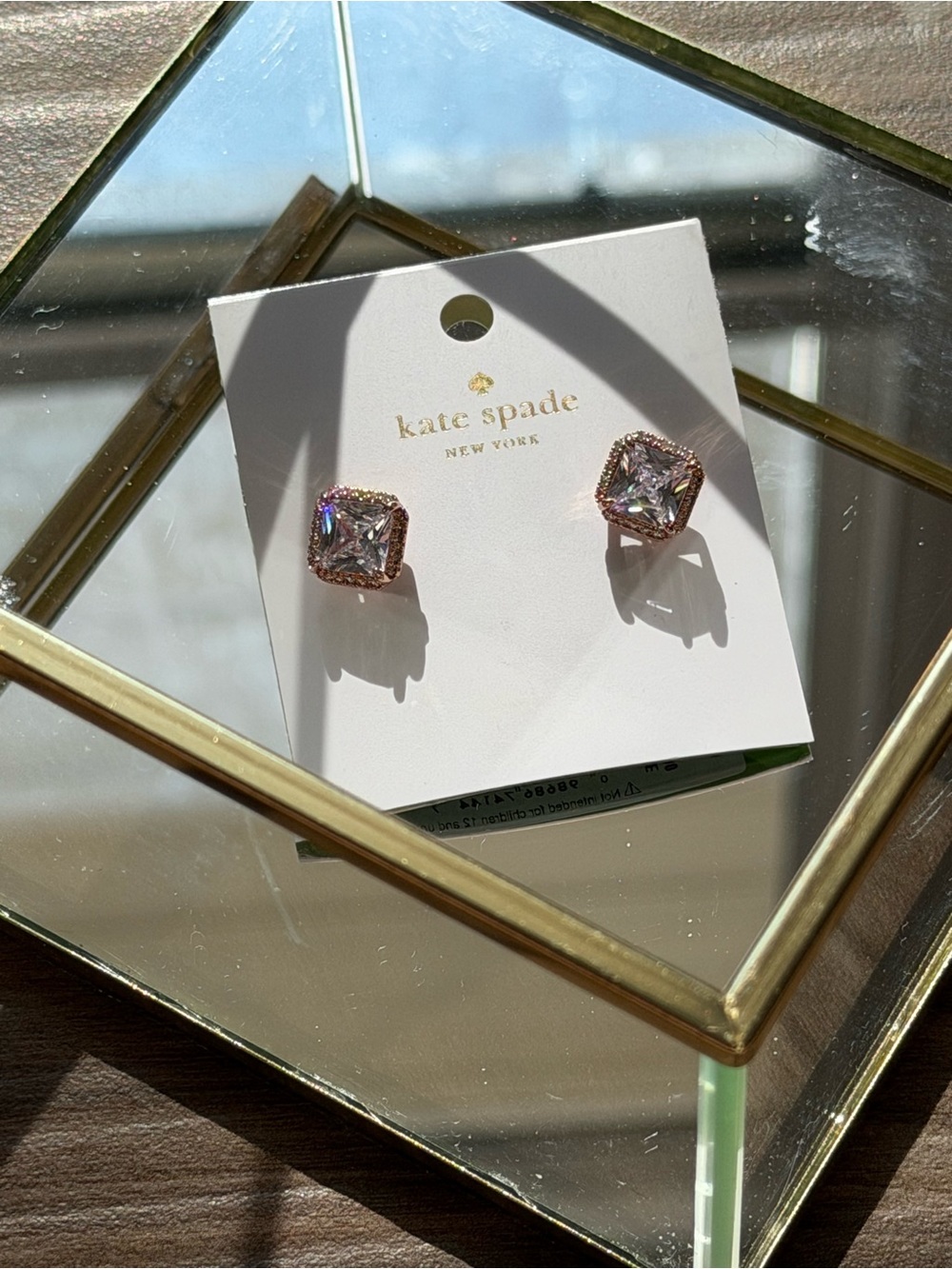 kate spade Infinity & Beyond Square Stud Earrings in Rose Gold and CZ
